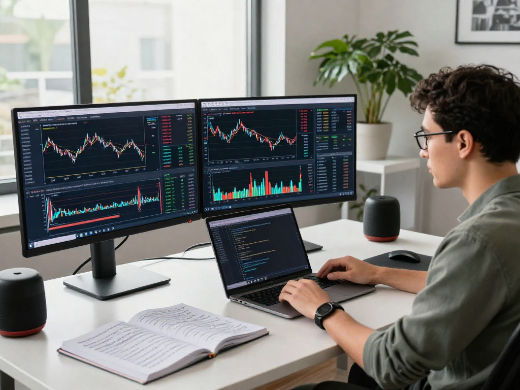 WTI crude oil futures API analysis in a professional trading environment with real-time data on multiple screens.