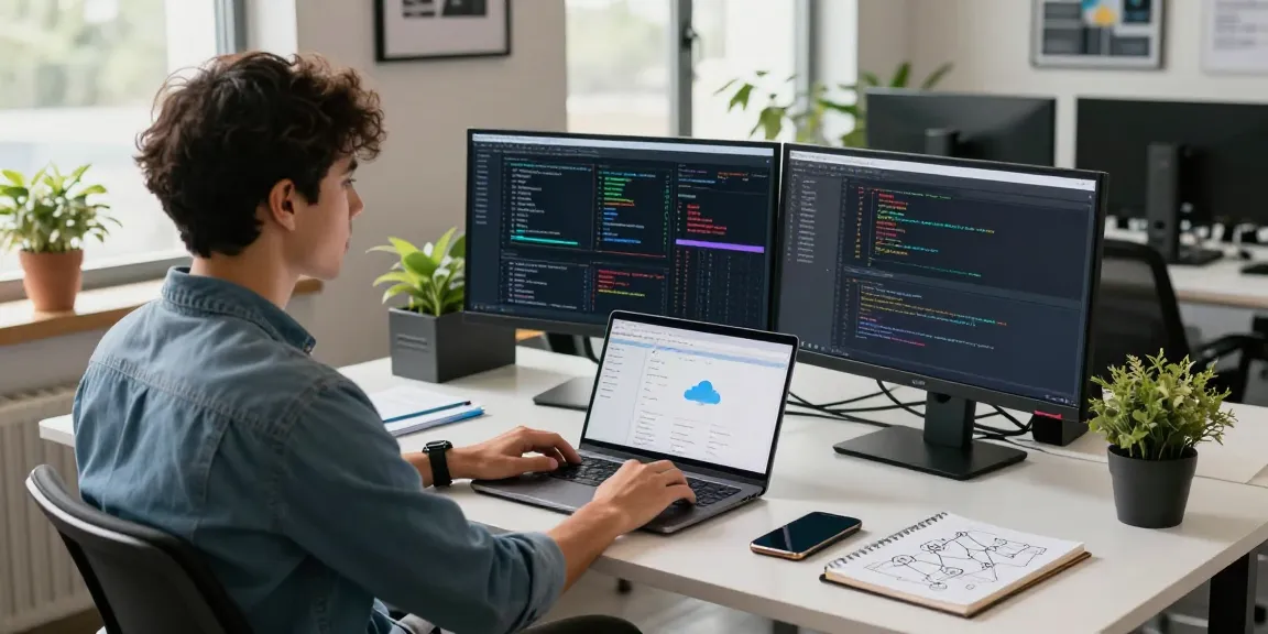Dynamic workspace showcasing hosting en Mexico with tech professional managing server data, modern environments and vibrant atmosphere.